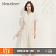 MeetMetro瑪依爾西裝短袖連衣裙女2025夏季新款通勤高腰修身A字裙 淺杏【現貨閃電發(fā)】 S