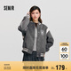 森馬（Semir）外套女刺繡拼接撞色寬松夾克2024冬季仿毛呢棒球服109724108004