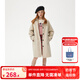 ELLE KIDS童裝 插肩袖寬松長款風(fēng)衣女童春秋裝新款英倫風(fēng)百搭外套 卡其色 150