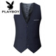 花花公子（PLAYBOY）韓版男純棉馬甲西裝修身背心春秋休閑免燙商務(wù)禮服伴郎職業(yè)正裝 藏青色馬甲(款)【舒適抗皺百搭】 3XL 150斤以下胖就拍大一碼