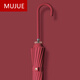 日本MUJUE高顏值長(cháng)柄雨傘女大號抗風(fēng)暴雨家用結實(shí)16骨自動(dòng)彎鉤傘 酒紅色