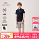 英氏（YEEHOO）男童套裝兒童衣服夏季POLO衫短袖短褲兩件套休閑透氣男孩夏裝新款 字母學(xué)院精英深藍+舒爽夏日花灰 170