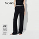 MO&Co.休閑褲2025夏新品含莫代爾松緊腰及地直筒長(zhǎng)褲黑色MBE2PATT05 黑色 M /165