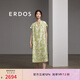 ERDOS 春夏桑蠶絲寬松A字裙植物花卉V領(lǐng)慵懶度假風(fēng)女連衣裙 青提綠 S 155/80A