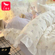 紅蜻蜓床上四件套純棉100%裸睡高品質(zhì)雙人被套200x230cm床單被罩三件套 花邊假日莊園兔 1.5m 床單款 四件套-被套200x230cm