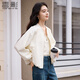 香影白色棒球服外套女短款2026春季新款肌理感亮片小個(gè)子開(kāi)衫上衣 鷺白 S 155/80A/85-95斤