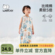 威爾貝魯（WELLBER）嬰兒睡袋夏季兒童寶寶防驚跳一體式睡袋竹棉大空間防踢包被 野象谷(雙層背心) 70cm(建議身高55-70cm)