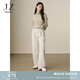 玖姿·安娜蔻簡約休閑靜奢風(fēng)雪尼爾肌理闊腿褲褲子女2024冬款 米白 XL