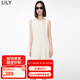 LILY秋新款女裝優(yōu)雅氣質(zhì)通勤時尚荷葉邊連衣裙小白裙小個子女 604米白 M