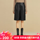 哥弟真的好（GIRDEAR）女裝高腰直筒PU皮休閑短中褲女A100153 黑 S (2碼)