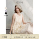 EIN蕾絲田園詩 EIN言法式蕾絲歐若風(fēng)波浪繡花無袖連衣裙女25夏新款 淺杏 L