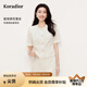 珂萊蒂爾2025年新款黑色蕾絲衫女短袖優(yōu)雅氣質(zhì)V領(lǐng)紐扣設(shè)計(jì)感上衣 淡青黃 M