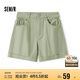 森馬（Semir）休閑褲女簡約小心機(jī)直筒褲ins潮夏季小個(gè)子翻邊短褲101324125005