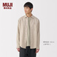 無(wú)印良品（MUJI）男式 漢麻水洗 長(zhǎng)袖襯衫 男士襯衣外套上衣男款夏季 男裝AC218A5S 原色 S (165/84A)