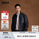 BOSS博斯【七夕節(jié)禮物】男士品牌標識袖袋寬松版型皮夾克 001-黑色 2XL (54)