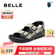 百麗（Belle）透氣休閑涼鞋女25夏季新商場款魔術(shù)貼外穿拖鞋D5X1DBL5 淺綠 38 (240mm)