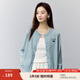 茵曼（INMAN）簡(jiǎn)約刺繡女裝開衫針織衫減齡百搭寬松慵懶2025春季新品外套上衣 天藍(lán)色 L
