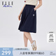 ELLE ACTIVE裙子女學(xué)院風(fēng)半身裙時尚休閑運動百褶裙女遮肉顯瘦半過膝A字裙女 藏青色 XL