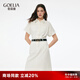 歌莉婭白色牛仔連衣裙女夏2025新款流行工裝風(fēng)穿搭裙子1E3L4K2C0 03W本白 S