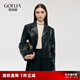 歌莉婭黑色短外套女春季新款流行穿搭獨特小個(gè)子仿皮衣1C9C6E050 00B黑色 XS (160)