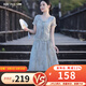 煙花燙a字半身裙女2025新款夏款復(fù)古收腰顯瘦國(guó)風(fēng)印花裙子JY 笙俊 灰色（半身裙） XL