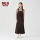 無印良品（MUJI）女式 燈芯絨 背帶裙中長款連衣裙半身裙女秋款裙子美拉德BE10CC3A 深棕色 L （165/70A）