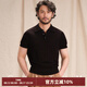 CULTUM【桑蠶絲長絨棉】夏季輕薄透氣針織POLO衫男短袖休閑打底內(nèi)搭T恤 特黑色 3XL