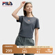 FILA 韓素希同款|斐樂官方女裝針織短袖2025夏新款修身小狐貍刺繡T恤 默魅灰-DY M 165/84A/M