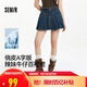 森馬（Semir）牛仔半身裙女涼感百褶裙2025夏辣妹A字高腰顯瘦短裙109325120007