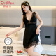歐迪芬（Ordifen）【性感蕾絲】冰絲睡裙女夏季薄款緞面輕奢背心裙帶胸墊家居服女XL