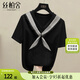 絲柏舍V領(lǐng)短袖T恤女2025夏裝新款時(shí)尚氣質(zhì)顯瘦領(lǐng)帶寬松上衣