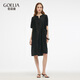 歌莉婭香云紗真絲連衣裙女夏2025新款高級感桑蠶絲小黑裙1E2L4K1B0 00B黑色 XS