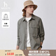 哈吉斯（HAZZYS）男裝 春秋款男襯衣休閑工裝風(fēng)潮流襯衫男ASCZK1BAX73 灰色GE M (170/92A 46)