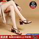NINE WEST品牌方頭涼鞋女2025夏季新款中跟法式氣質(zhì)仙女鞋一字帶涼鞋 安哥拉紅 20 預(yù)售訂金，補尾款發(fā)貨