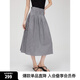 ELLE純棉復(fù)古黑白格紋半身裙女2025夏季新款高腰顯瘦a字小眾傘裙 黑白 XL