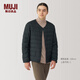 無印良品（MUJI）男式 輕量羽絨便攜式 無領(lǐng)夾克 男士羽絨服男款冬季 外套 黑色 L (175/100A)