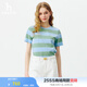 哈吉斯（HAZZYS）女裝 2025夏季新款女士拼色寬條紋寬松T恤衫女ASTSE0CBE54 綠色GR L (165/88A 40)