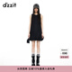 DZZIT地素連衣裙夏季花苞裙擺設(shè)計小黑裙女 黑色 S