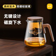 尚明玻璃內(nèi)膽磁旋飄逸杯泡茶壺茶水分離過濾沖茶具套裝家用辦公沏茶壺 胡桃木800ml