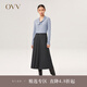 OVV秋冬新款意大利進(jìn)口VBC法蘭絨工字褶收腰羊毛半裙GQDDJ31103A 深灰A3 XL