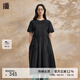 播黑色花邊圓領(lǐng)連衣裙女商場(chǎng)同款小眾休閑短袖A字裙BDR2LD1324 K40玄黑 S
