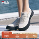 FILA 斐樂官方楊冪同款女鞋摩登帆布鞋水母鞋休閑鞋子 豆腐白-TA 36.5