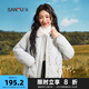 三福棉衣2024冬季新中式蝴蝶結(jié)口袋拼接毛領(lǐng)外套女裝832929 藍(lán)色 S