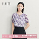 菲妮迪（FINITY）雪紡衫25年夏季新款簡(jiǎn)約氣質(zhì)印花減齡內(nèi)搭小衫上衣女 紫色印花 XL