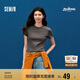森馬（Semir）瘋狂動物城短袖T恤女短款修身顯瘦夏2025刺繡套頭衫109325100022