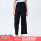 哈吉斯（HAZZYS）女裝 2025夏季新款女士直系帶直筒寬松休閑褲女ATDSP0CBP29 黑色BK 40 (160/72A 40)