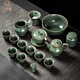 艾瑩嘉景德鎮青瓷功夫茶具套裝手工刻畫(huà)輕奢高端開(kāi)片茶杯蓋碗整套禮盒裝 翡翠綠【果真有情】 1件