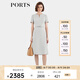 PORTS寶姿女裝2024春夏新款優(yōu)雅簡(jiǎn)約鏈條裝飾領(lǐng)淺灰色褶裥連衣裙 淺灰色 S (4)