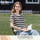 香影流蘇條紋黑色t恤女短袖2025夏裝新款寬松休閑風(fēng)正肩圓領(lǐng)上衣 黑色 T恤款 M 160/84A/95-110斤