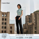 Calvin KleinJeans25春夏女士美式復(fù)古摩登潮流黑色微彈ck闊腿牛仔褲47B089G CLT-牛仔黑（R） 27